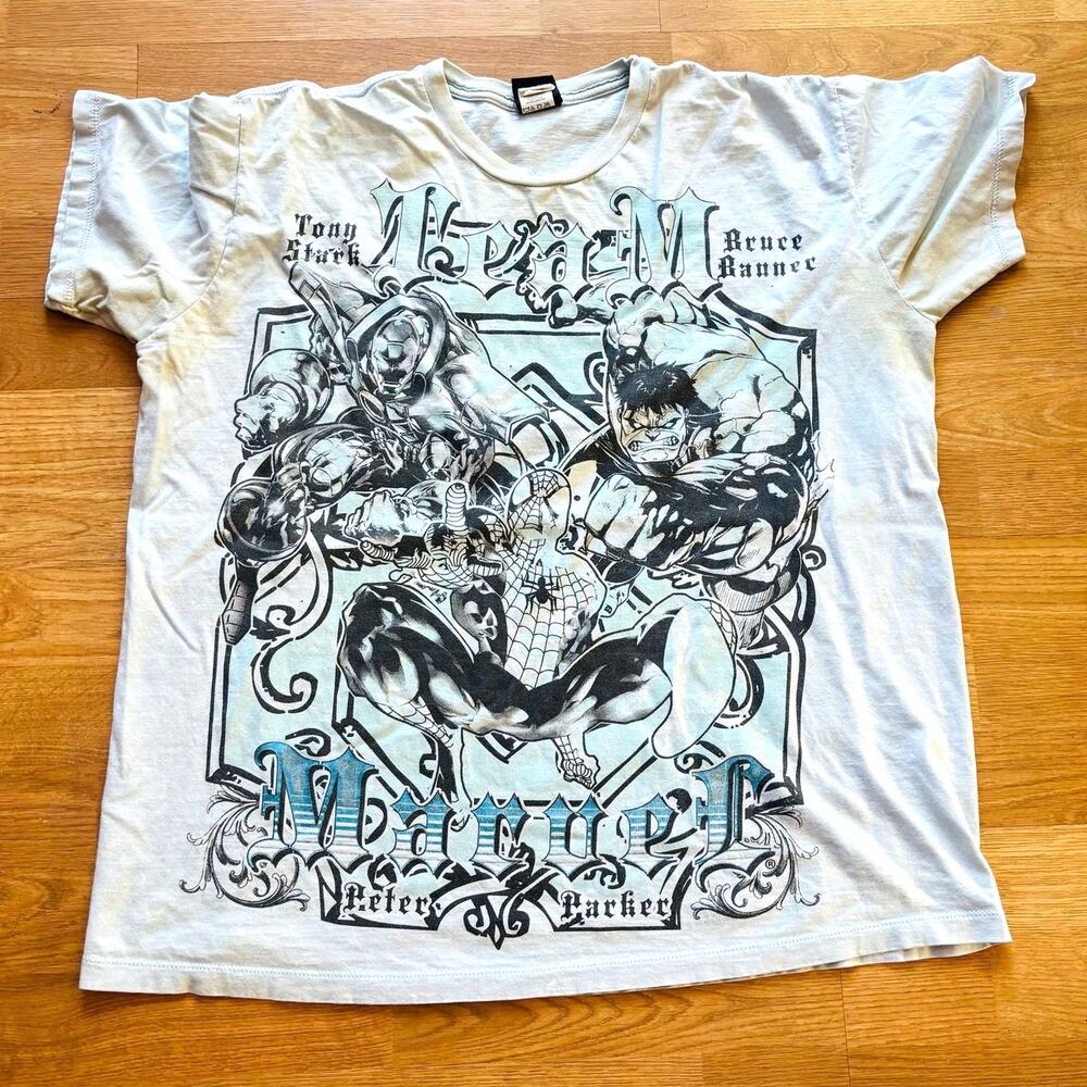 VINTAGE 2003 TEAM MARVEL T SHIRT XL MAD ENGINE